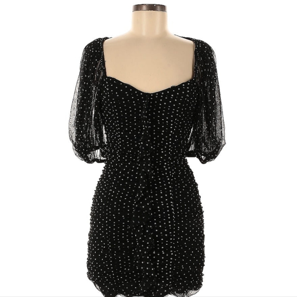 Zara polka dot black dress medium